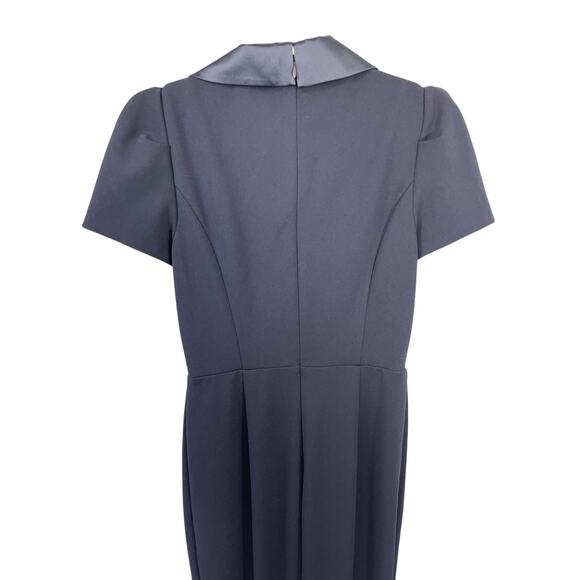 Adrianna Papell Women's Cap Sleeve Crepe Jumpsuit Satin Tuxedo Lapel - Picture 3 of 9